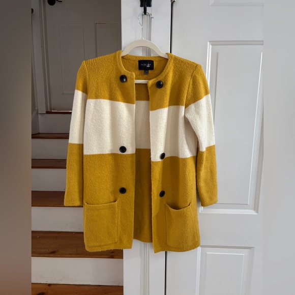 Anthropologie Le Fee Verte - open cardigan gold and cream XXS petite oversized - Picture 2 of 4